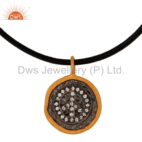 Gold Plated Sterling Silver White Zircon Pendant