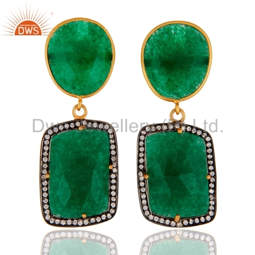 Green Aventurine Gold Plated Earring
