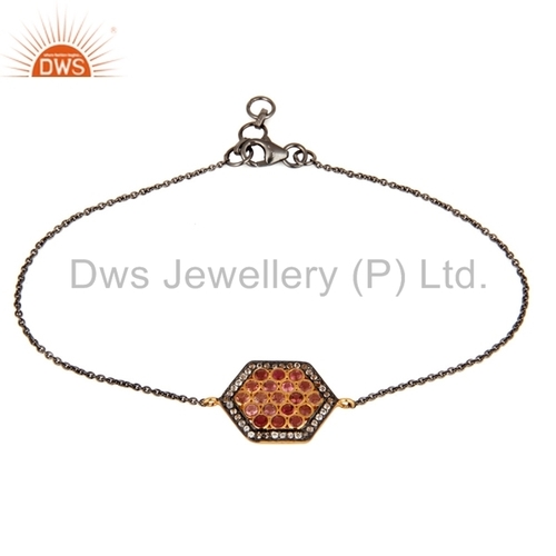 Silver Pink Tourmaline & White Topaz Bracelet