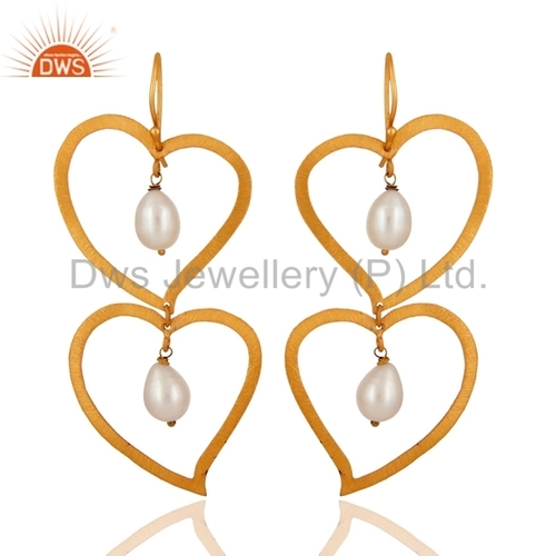Heart Design Pearl Stone 925 Silver Earrings Gender: Women