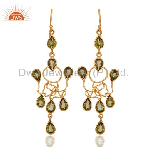 Gold Plated Silver Peridot Earrings By DWS JEWELLERY PRIVATE LIMITED