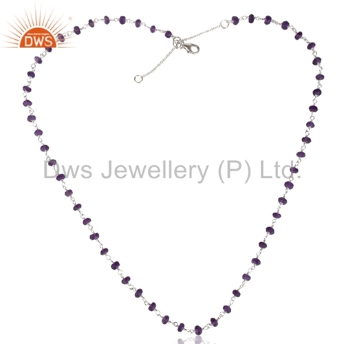 925 Silver Amethyst Beads Necklace