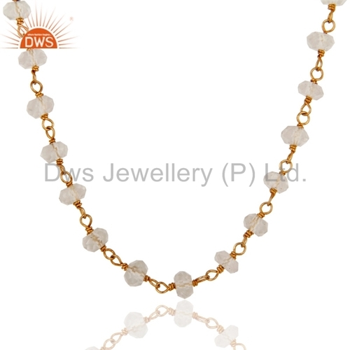 Crystal Quartz Beads Silver Necklace
