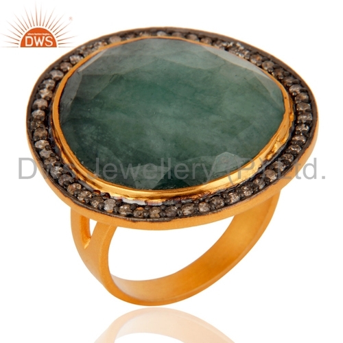 Gold Plated Sterling Silver Emerald Ring