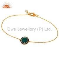 Gemstone Cz Silver Gold Plated Chain Bracelet Gender: Women