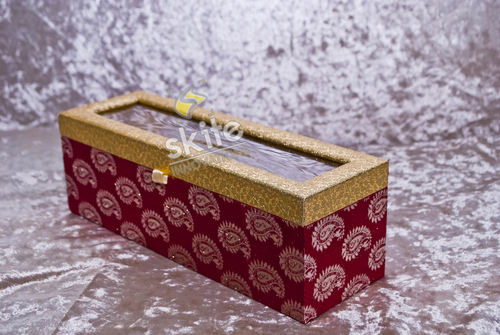 Bangle Jewelry Box - Wood and Fabric, 10x3x2 inches, Burgundy | Latch Closure, Elegant Storage, Clear Viewing, Giftable Packaging