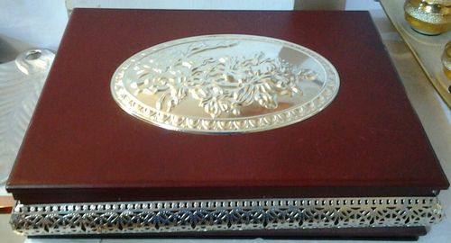 Wood and Metal Box - 12x8x3 Inches, Dark Brown | Elegant Design, Velvet Interior, Secure Lid Closure
