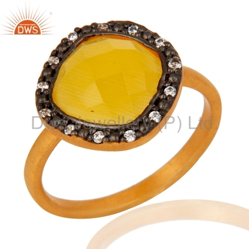 Gold Vermeil Sterling Silver Yellow Moonstone Ring