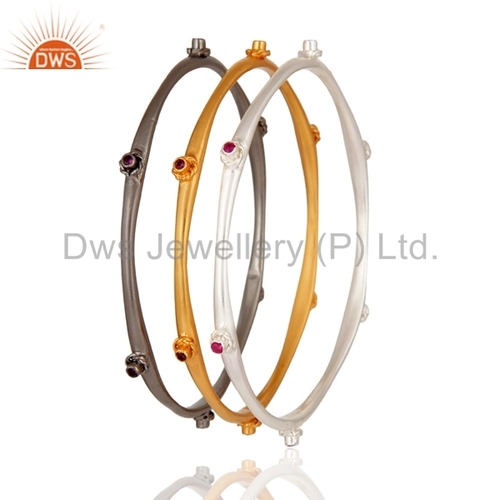 CZ 925 Silver Bangle Set Jewelry Supplier