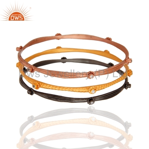 Fashion 18K Gold Plated Brass Cz Bangle Set