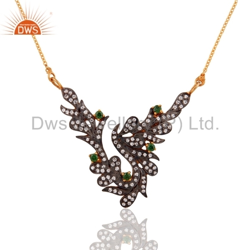Gold Plated Sterling Silver White CZ Neckalce