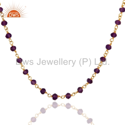 Purple Amethyst Beaded Gemstone Necklace