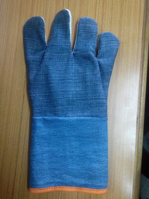 Half Jeans Half Leather Hand Gloves