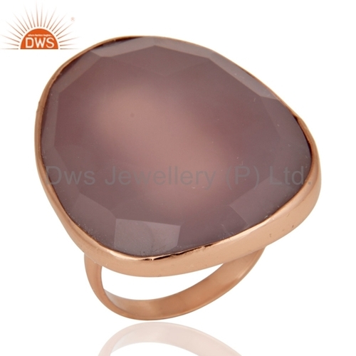 925 Sterling Silver Rose Chalcedony Ring Size: 5 To 10 Us Size
