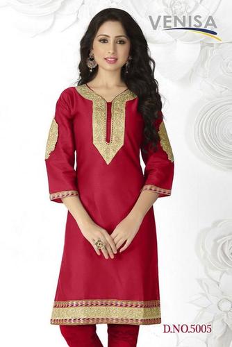 Red Traditonal Digital Printed Kurti