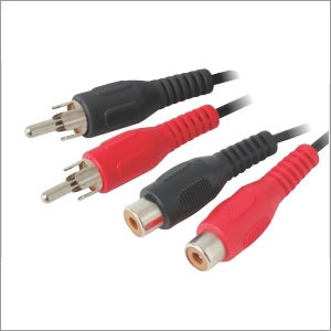 2 RCA Male / 2 RCA Female Cord - 1.5 Meter PVC Cable Copper Conductor Black/Red Audio Connection Durable Cable