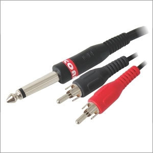 P-38 Mono Male / 2 RCA Male Cord - Copper 6mm 5 Meter, Black, Shielded | Durable Audio Connection, Reliable Signal, Versatile Use