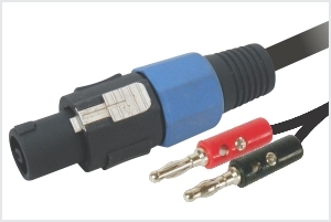 4 PIN MIC MALE CONNECTOR 2 X 4 mm BANANA MALE CORD (G.P.) 1.5MTR SPEAKON TYPE
