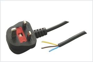 3 PIN UK MALE OPEN END CORD W/FUSE 1.5MTR