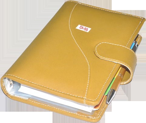 Executive Diary - Leather, 8x6x1 Inches, Beige | Strap Closure, 200+ Pages, Meeting Scheduler, Pen Loop