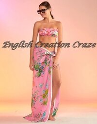 Peach Multi Rayon Floral Printed Pareos Wholesaler