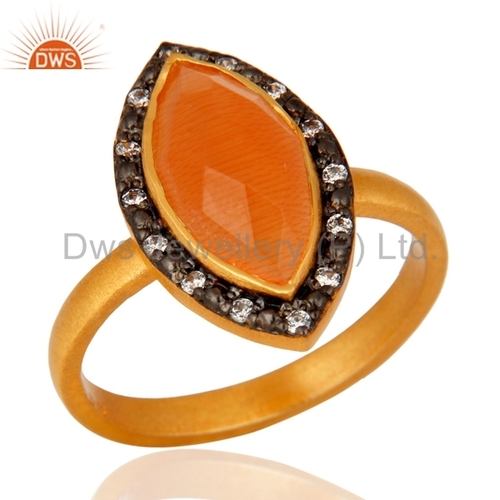 Peach Moonstone Sterling Silver Ring
