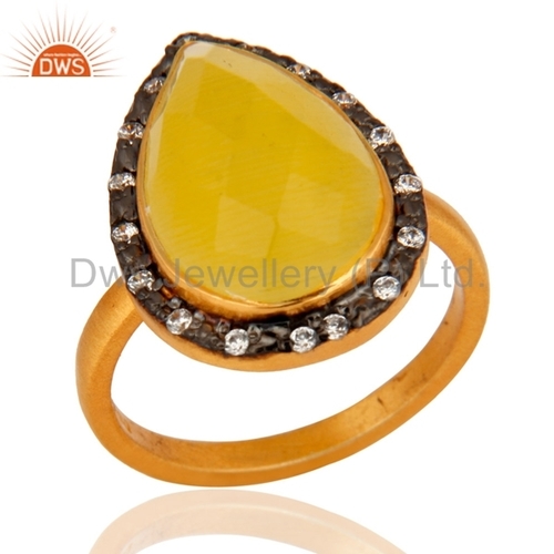 Gold Plated Sterling Silver Yellow Moonstone Ring
