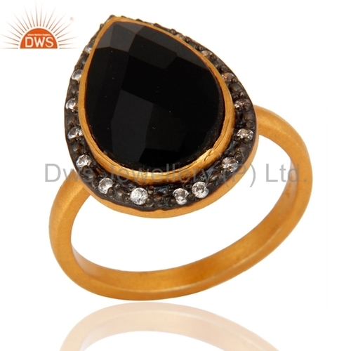 Gold Plated Sterling Silver Black onyx Ring