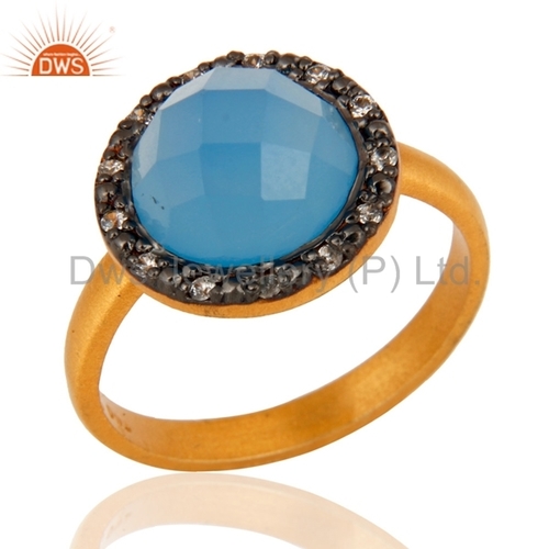 Sterling Silver Blue Aqua Chalcedony Ring