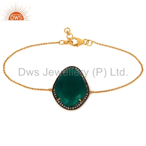 Fashion Green Onyx Gemstone Chain Bracelet Jewelry