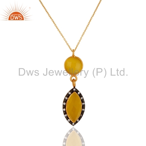 Gold Plated Sterling Silver Yellow Moonstone Pendant
