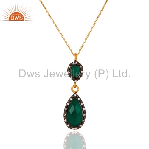 सोना चढ़ाया हुआ स्टर्लिंग सिल्वर ग्रीन गोमेद लटकन