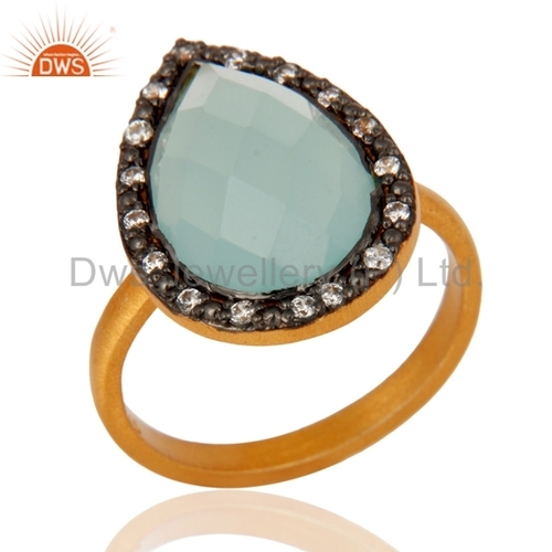 Sterling Silver Blue Aqua Glass Ring