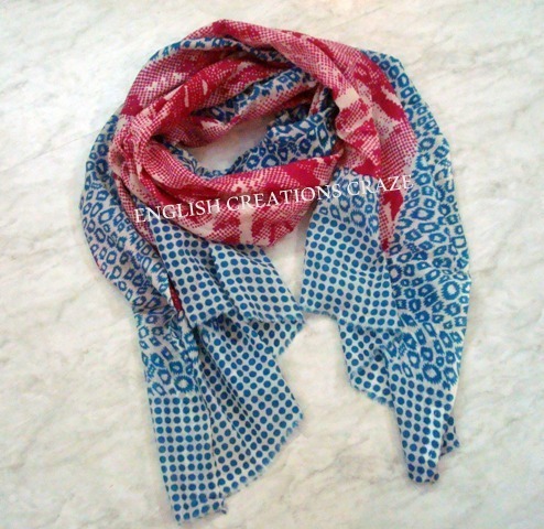 Wool Printed Scarves Wholesalers - Color: Blue And Red