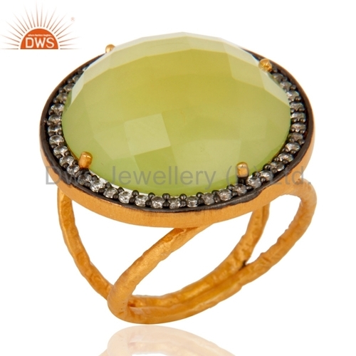 Prehnite Chalcedony Sterling Silver Ring