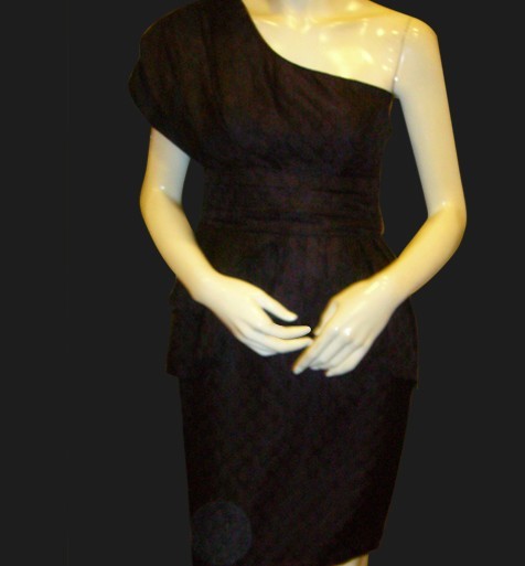 Club Dress - Silk, Size M, Black | One-Shoulder Style, Elegant Design, Comfortable Fit, Polyester Lining