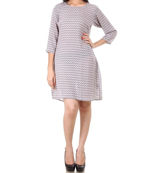Ladies Tunics - Cotton Blend, S-XL, Gray | Comfortable Fabric, Stylish Design, Knee-Length, Three-Quarter Sleeve