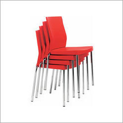 Plastic Cafeteria Chairs - Plastic & Metal, 18x20x45 inches, Red | Durable, Stylish, Comfortable, Stackable, Lightweight, Load Capacity 150kg