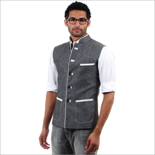 Ash Grey Linen Nehru Jacket