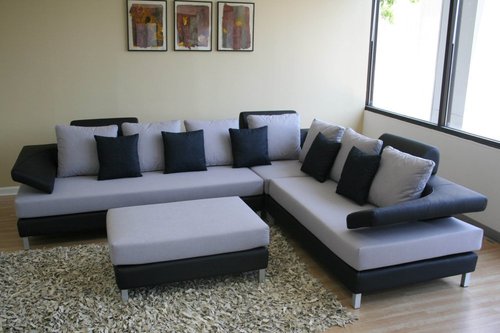 Corner Sofa - Fabric & Wood, L-Shape, Grey | Spacious Seating, Comfortable Foam Cushions, Metal Legs, Modern Modular Design