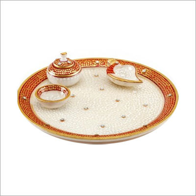 Marvel In Marble -Gold Embossed Aarti Thali