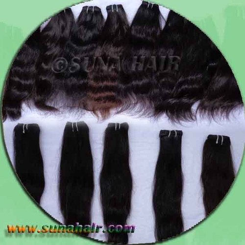 Full lace natural machine weft remy human hair ex