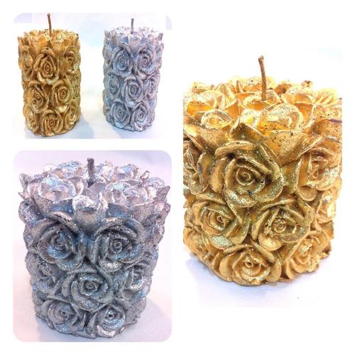 Cylinder Shape Flower pattern Candle