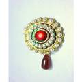 Pearl Brooch - Pearls And Metal, 2x2 Cm, Red | Elegant Design, Pearl Accents, Polished Finish, Durable Material
