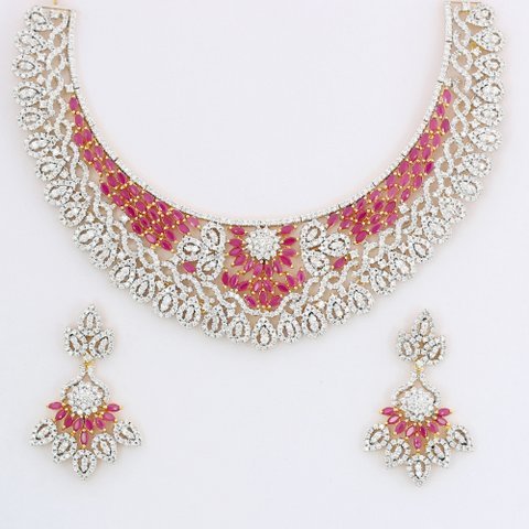 American Diamond Kundal Necklace Set