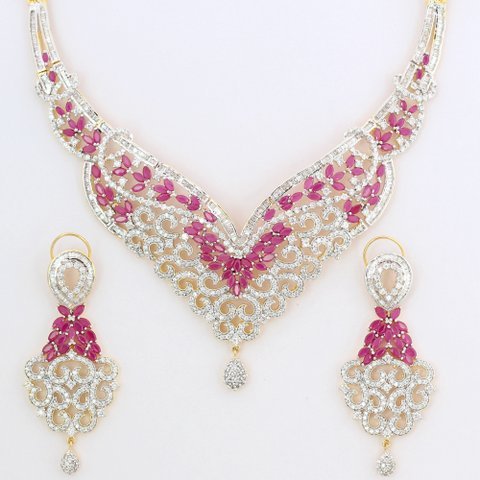 Trendy American Diamond Necklace Set