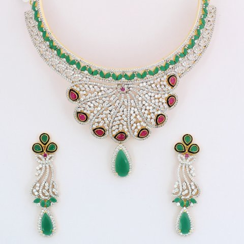 Designer American Diamond Necklace Set