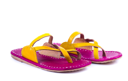 Pink And Yellow Vintage Jute Flats