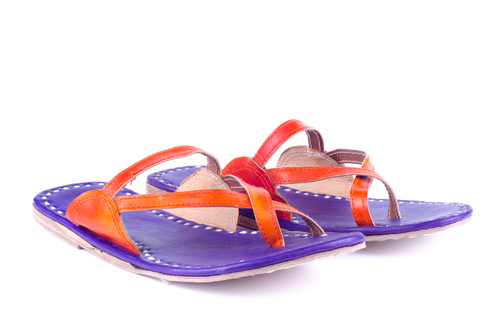 Purple And Orange Rajasthani Leather Flats