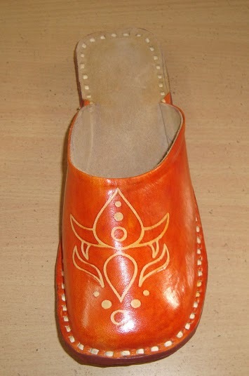 Brown Organge Half Leather Shoe